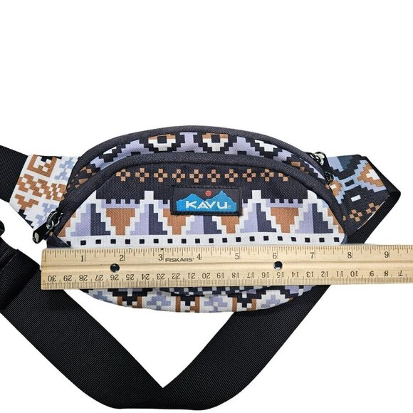 Kavu Printed Waist Pack Fanny Pack Adjustable Strap Tribal Design 2 Zip Pockets - Picture 9 of 9